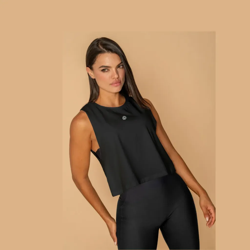 [FT-TOP-NE053] Blusa sisa Corta (Negro)
